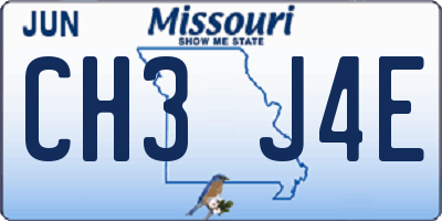 MO license plate CH3J4E