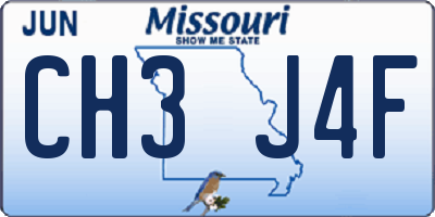 MO license plate CH3J4F