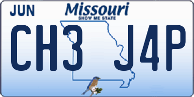 MO license plate CH3J4P