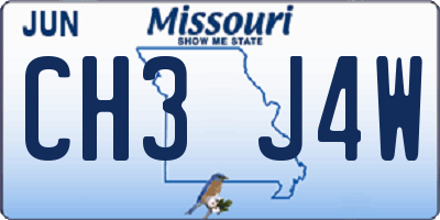 MO license plate CH3J4W