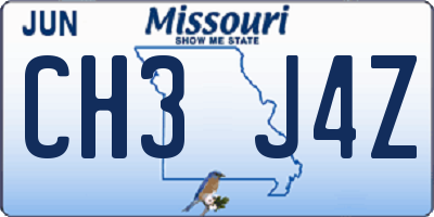 MO license plate CH3J4Z