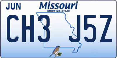 MO license plate CH3J5Z