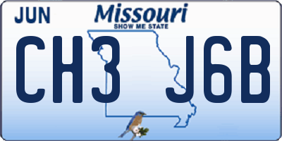 MO license plate CH3J6B