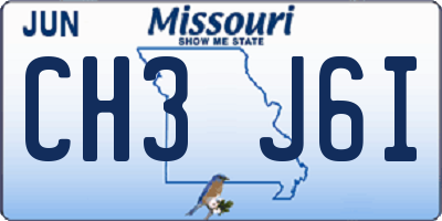 MO license plate CH3J6I