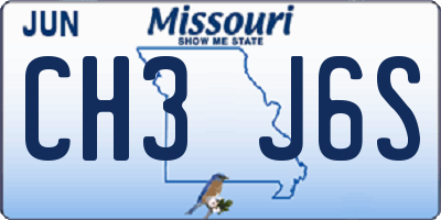MO license plate CH3J6S