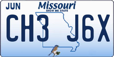 MO license plate CH3J6X