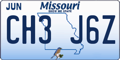 MO license plate CH3J6Z