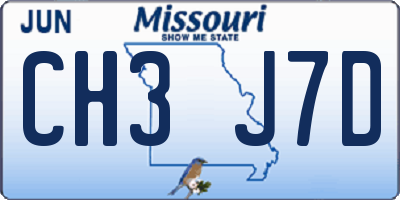 MO license plate CH3J7D