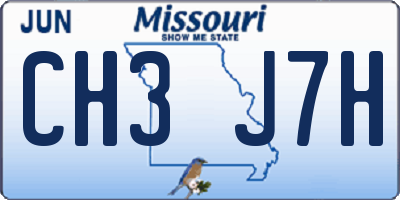MO license plate CH3J7H