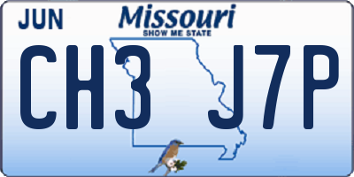 MO license plate CH3J7P