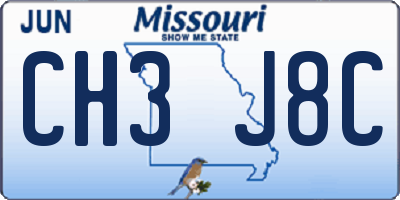 MO license plate CH3J8C