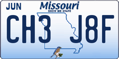 MO license plate CH3J8F