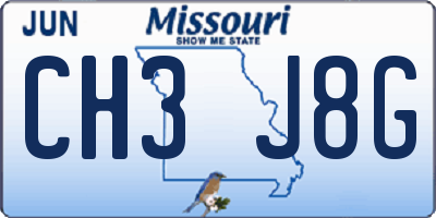 MO license plate CH3J8G
