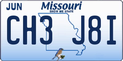 MO license plate CH3J8I