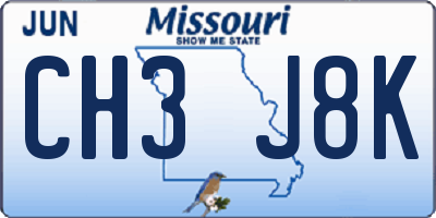MO license plate CH3J8K