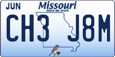MO license plate CH3J8M