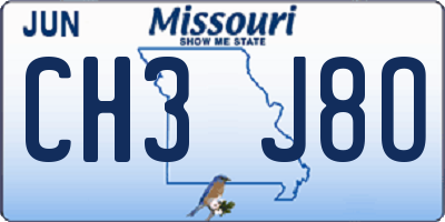 MO license plate CH3J8O