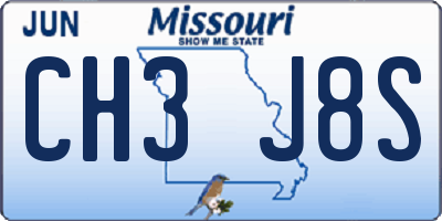 MO license plate CH3J8S