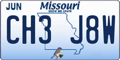 MO license plate CH3J8W