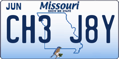 MO license plate CH3J8Y