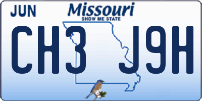 MO license plate CH3J9H