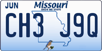 MO license plate CH3J9Q