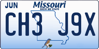 MO license plate CH3J9X