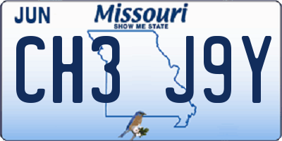 MO license plate CH3J9Y