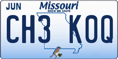 MO license plate CH3K0Q