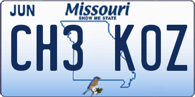 MO license plate CH3K0Z