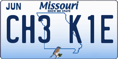 MO license plate CH3K1E