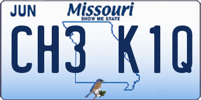 MO license plate CH3K1Q
