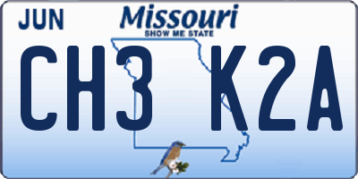 MO license plate CH3K2A