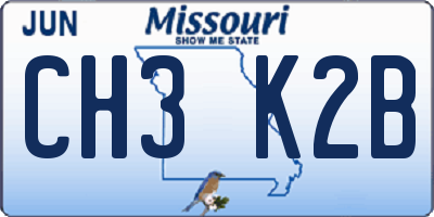 MO license plate CH3K2B