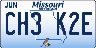 MO license plate CH3K2E