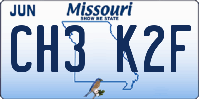 MO license plate CH3K2F