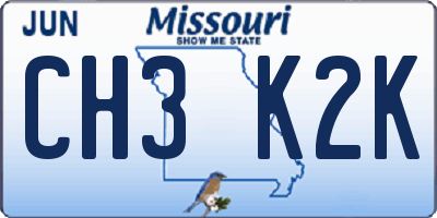 MO license plate CH3K2K