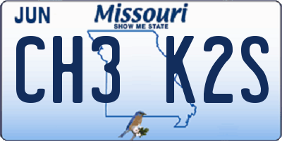 MO license plate CH3K2S