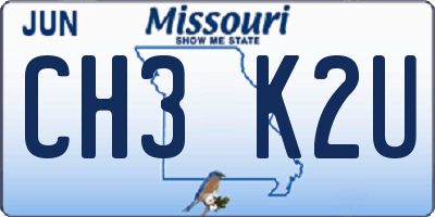 MO license plate CH3K2U
