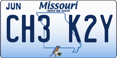 MO license plate CH3K2Y