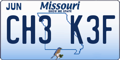 MO license plate CH3K3F