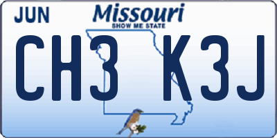MO license plate CH3K3J