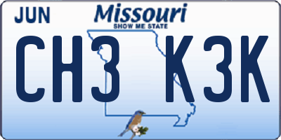 MO license plate CH3K3K