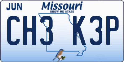 MO license plate CH3K3P