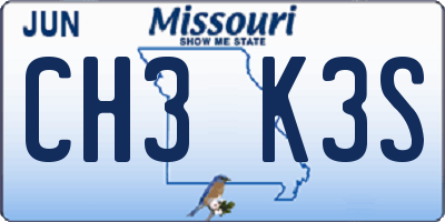 MO license plate CH3K3S