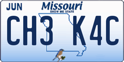 MO license plate CH3K4C
