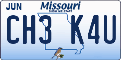 MO license plate CH3K4U