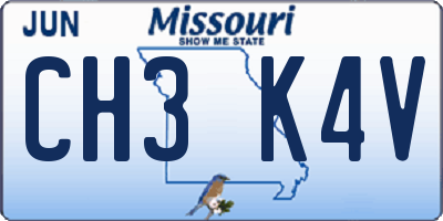 MO license plate CH3K4V
