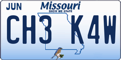 MO license plate CH3K4W