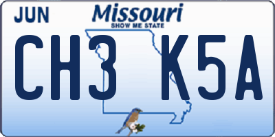 MO license plate CH3K5A